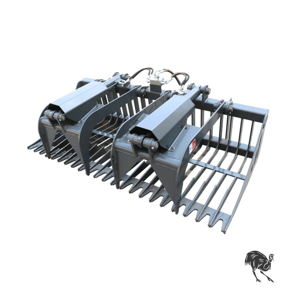 Skid Steer Attachment Heavy Duty Dual Cylinder Rock Grab