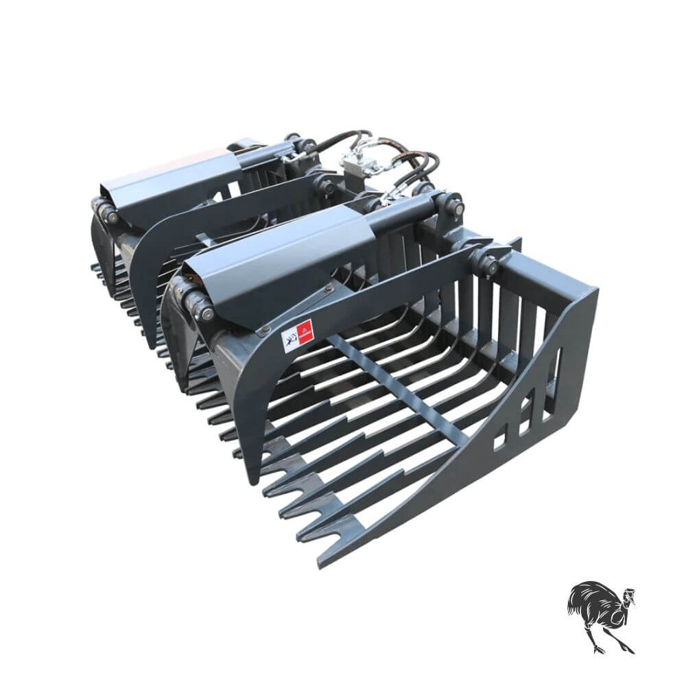 Skid Steer Attachment Heavy Duty Dual Cylinder Rock Grab
