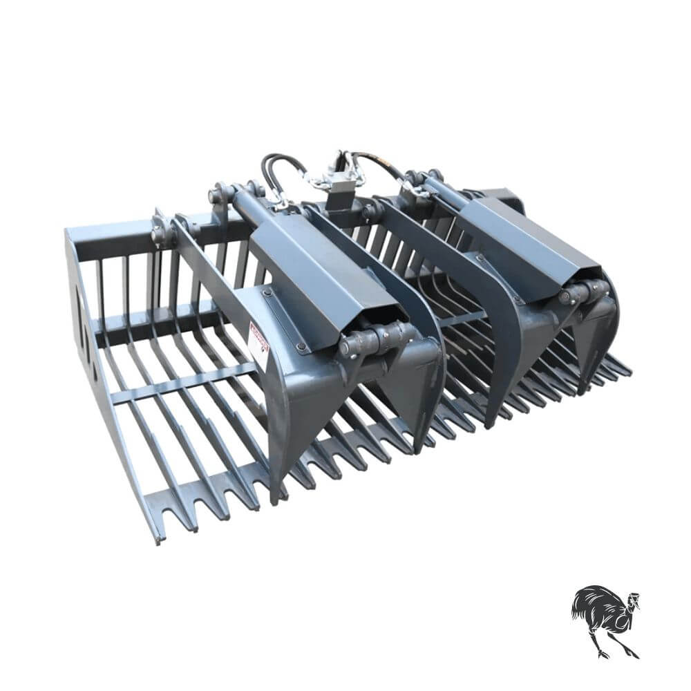 Skid Steer Attachment Heavy Duty Dual Cylinder Rock Grab