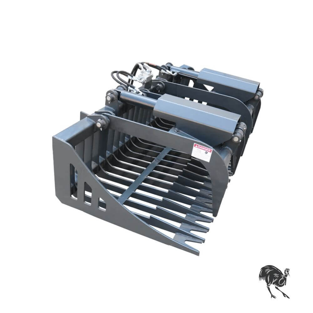Skid Steer Attachment Heavy Duty Dual Cylinder Rock Grab